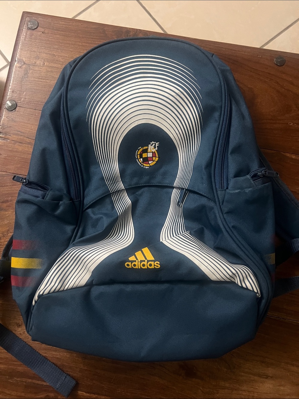 Adidas Real Federation Española de Fútbol Navy Blue Backpack with White Graphic